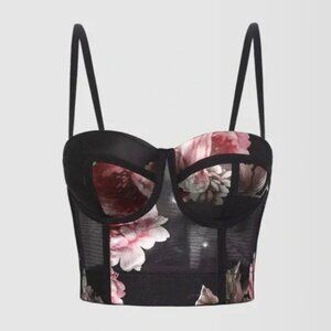 Micas | Metallic Floral Bustier Top